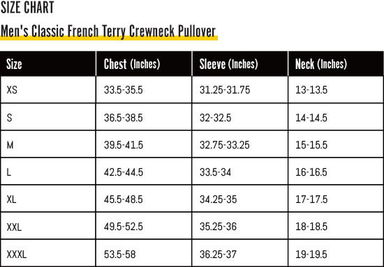 Men's Sweater Size Chart | Digital Rawness